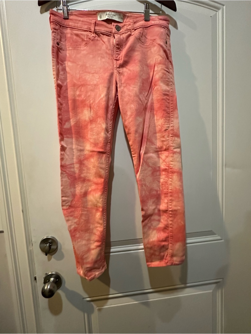 Abercrombie & Fitch Pink Tie-Dye Cropped Jeans
